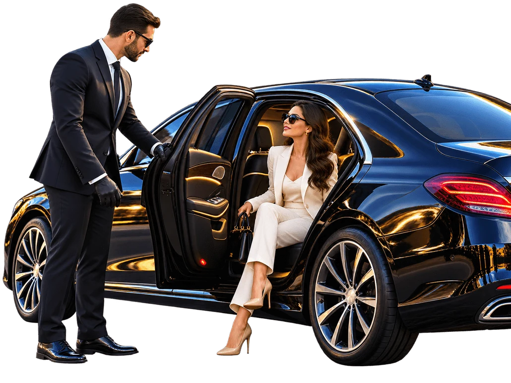 Chauffeur VTC accueillant une passagère